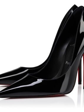 Christian Louboutin Black Patent Pointed-Toe Red Sole Stiletto Pumps